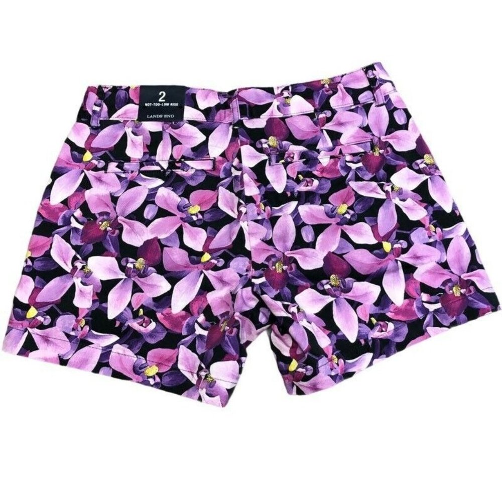 Lands End Womens Chinos Shorts Purple Floral‎